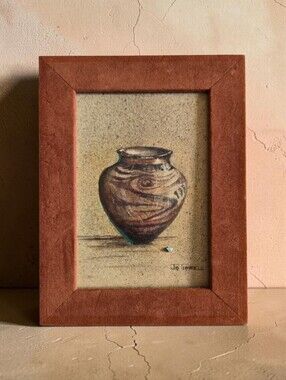 Jo Tidwell "Treasure Jar" Painting Small Framed Watercolor Southwest Art